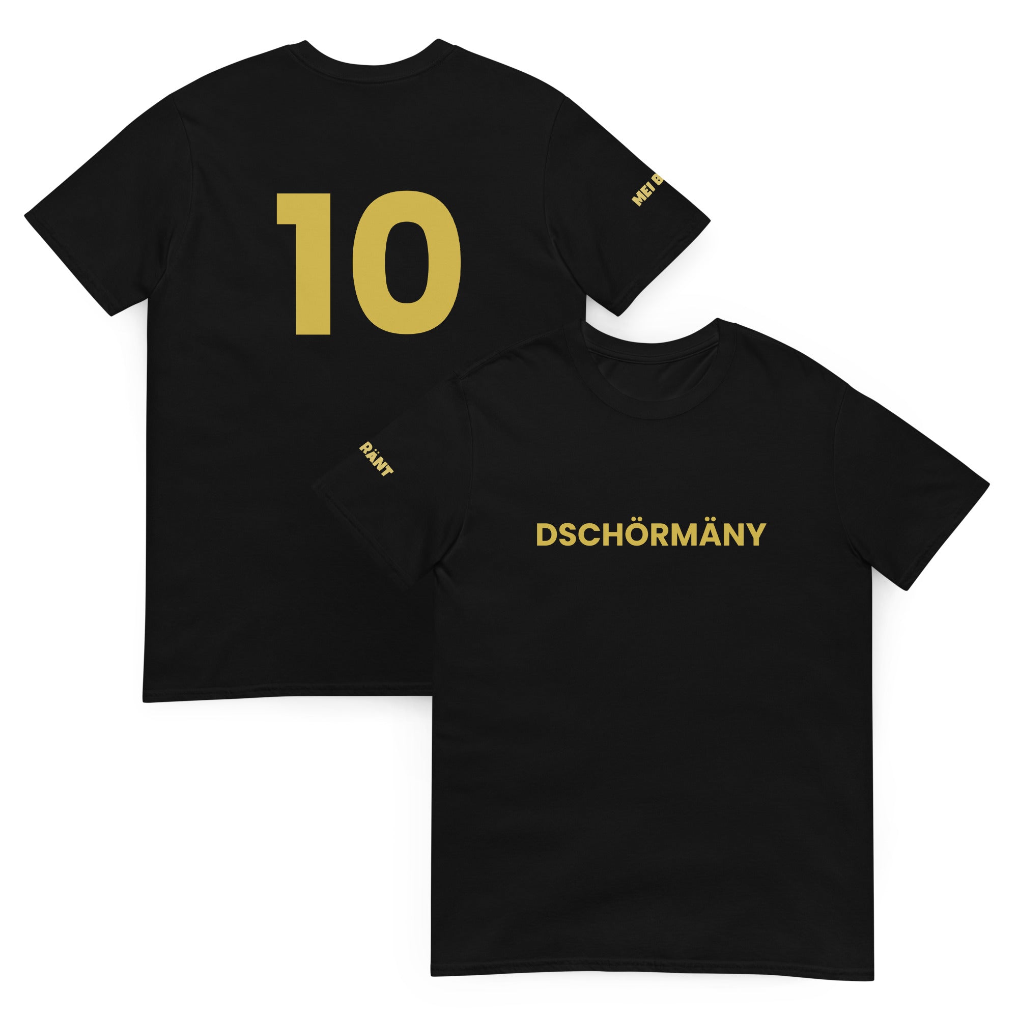 Unisex T-Shirt DSCHÖRMÄNY schwarz front/back/Logo